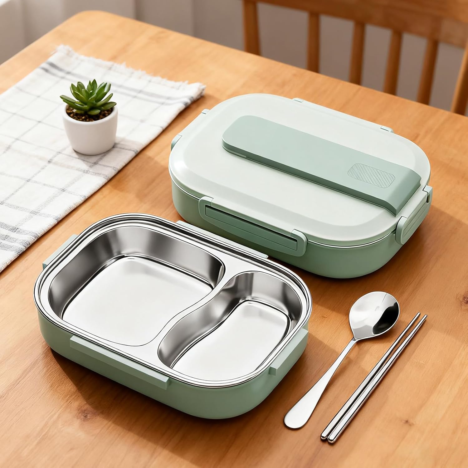1L Thermal Lunch Box, 2 Compartmen Stainless Steel Lunch Box for Kids, Portable - Bild 21 von 34
