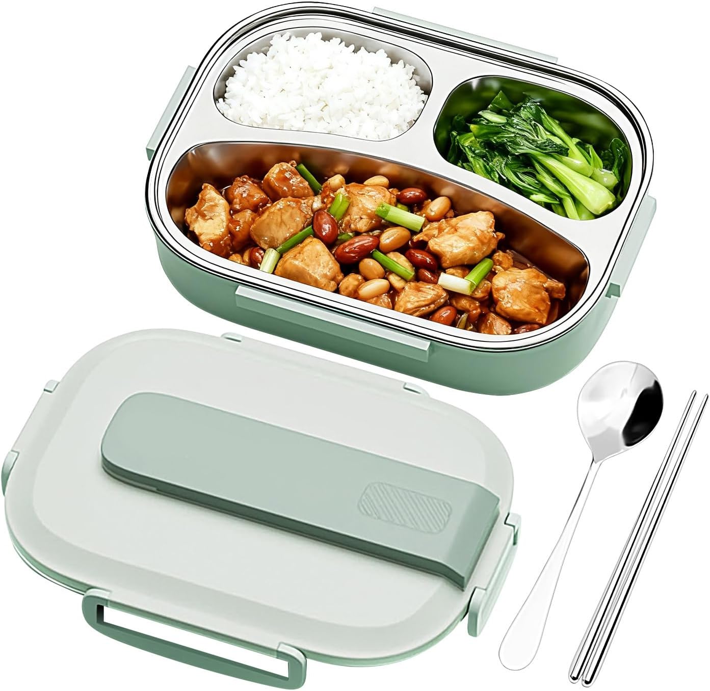 1L Thermal Lunch Box, 2 Compartmen Stainless Steel Lunch Box for Kids, Portable - Bild 26 von 34