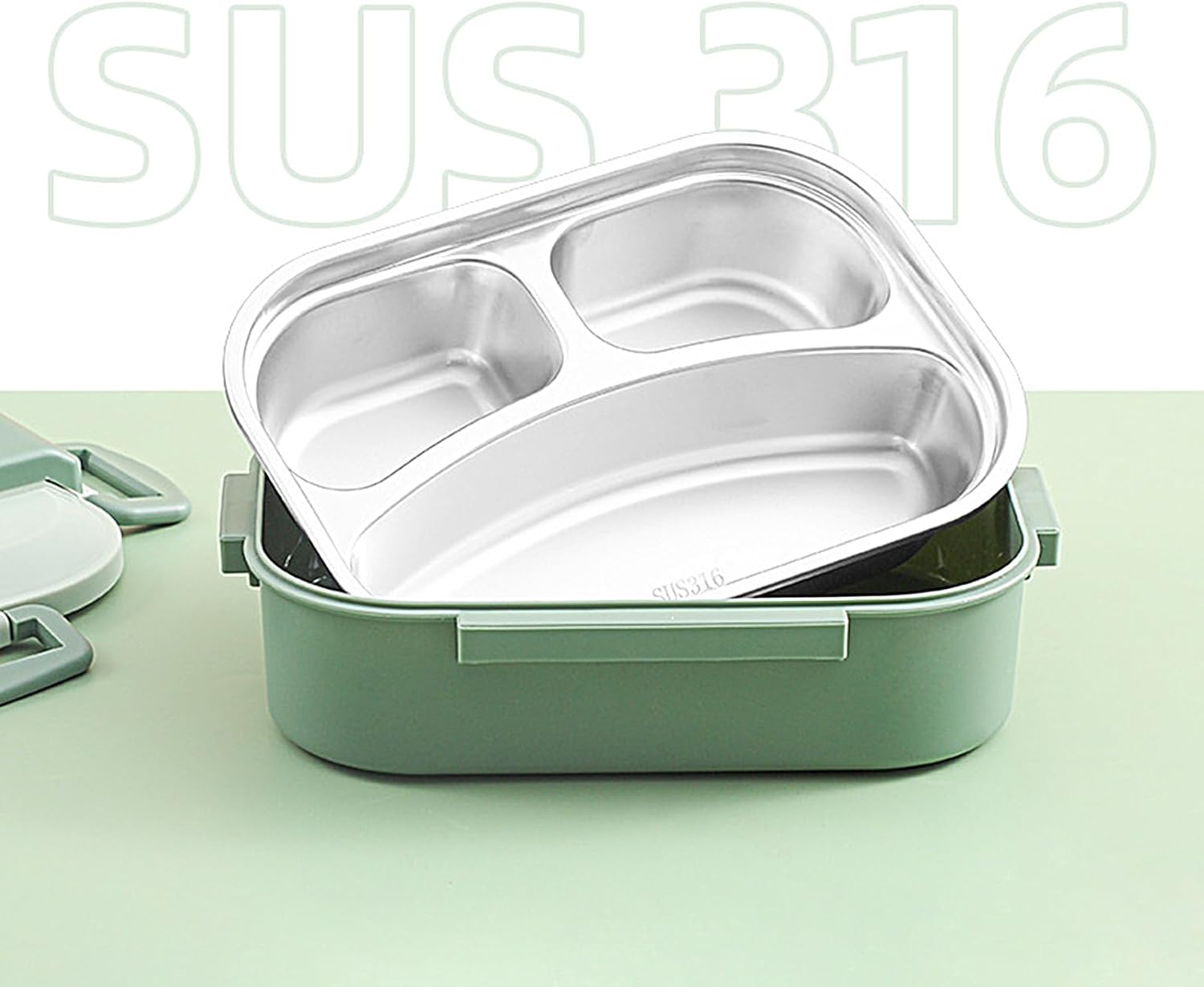 1L Thermal Lunch Box, 2 Compartmen Stainless Steel Lunch Box for Kids, Portable - Bild 32 von 34