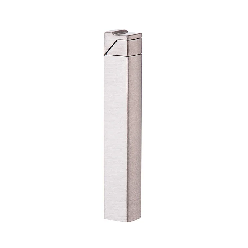 Metal Square Column Cube Lighter Slim Long Strip Open Flame Lighter Gift