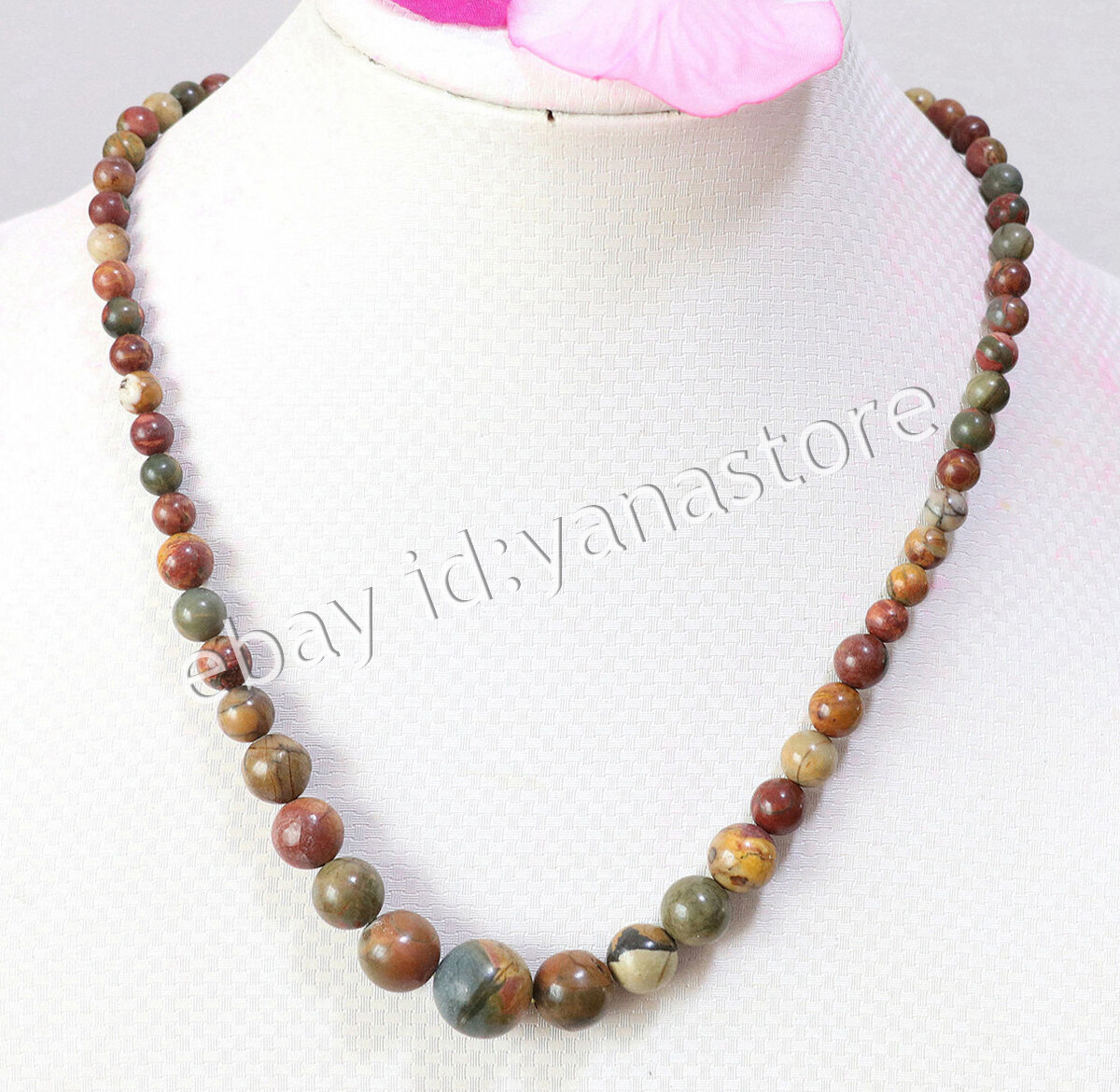 Fashion 6-14mm Mehrfarbig Jade Edelstein Rund Perlen Abschluss Halskette 18 Zoll - Bild 26 von 116