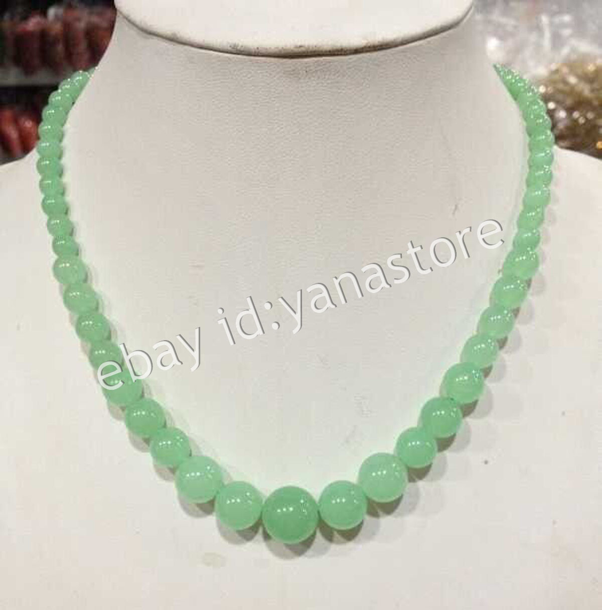 Fashion 6-14mm Mehrfarbig Jade Edelstein Rund Perlen Abschluss Halskette 18 Zoll - Bild 31 von 116