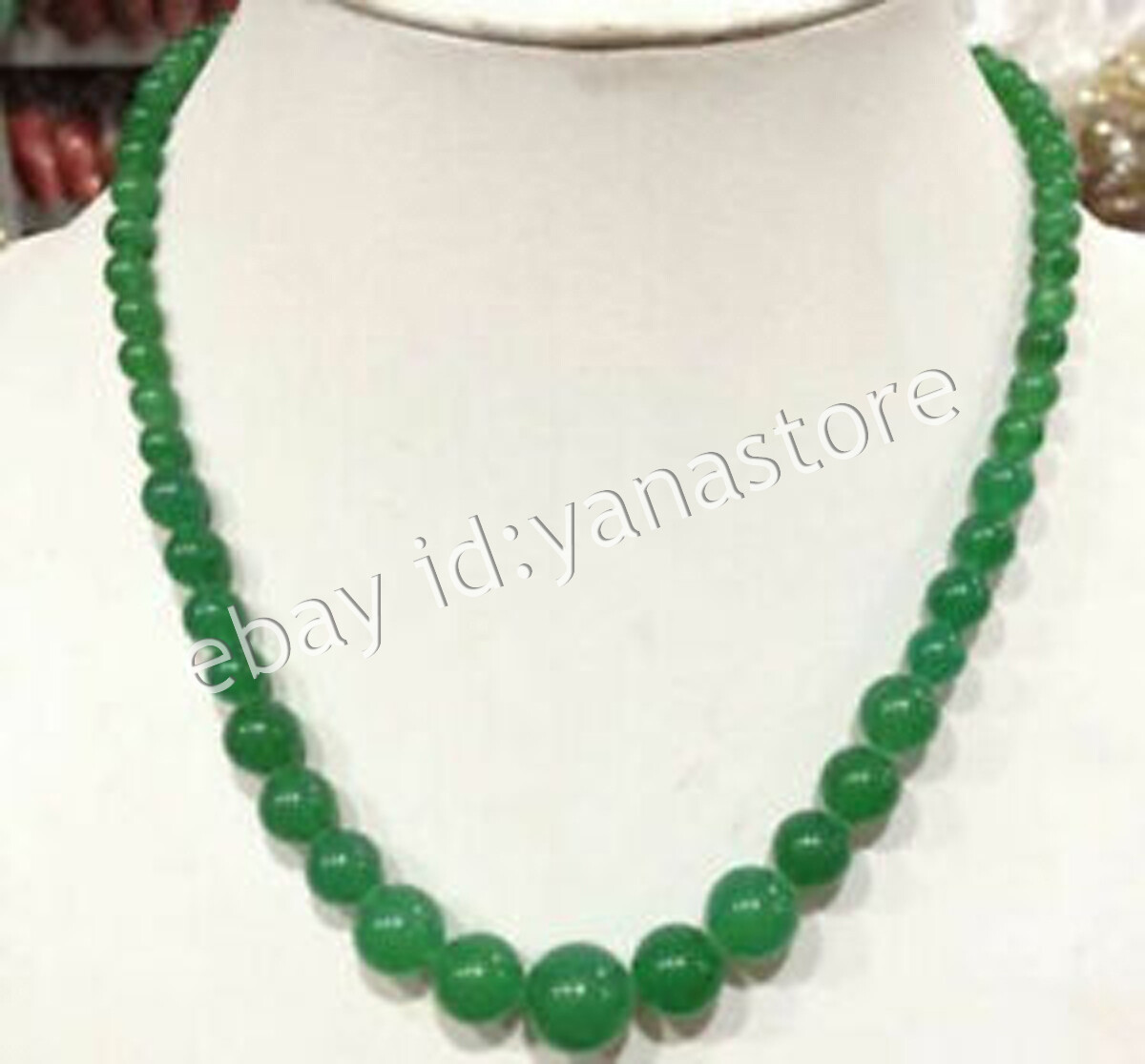 Fashion 6-14mm Mehrfarbig Jade Edelstein Rund Perlen Abschluss Halskette 18 Zoll - Bild 32 von 116