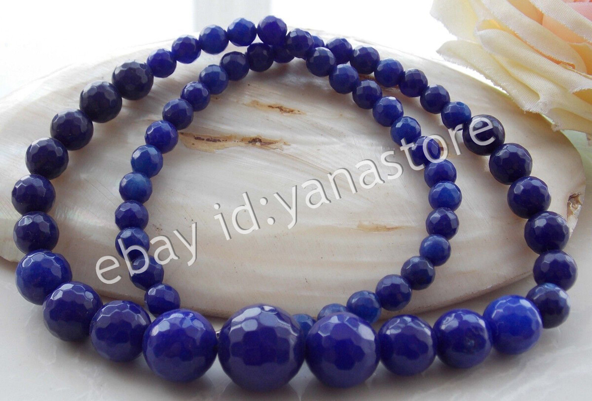 Fashion 6-14mm Mehrfarbig Jade Edelstein Rund Perlen Abschluss Halskette 18 Zoll - Bild 58 von 116