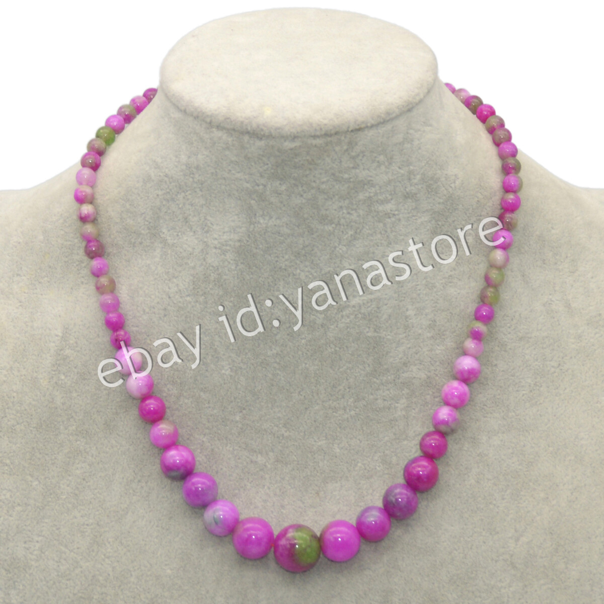 Fashion 6-14mm Mehrfarbig Jade Edelstein Rund Perlen Abschluss Halskette 18 Zoll - Bild 73 von 116