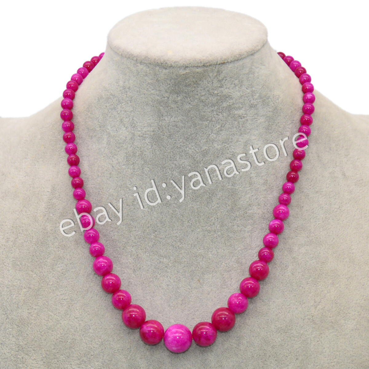 Fashion 6-14mm Mehrfarbig Jade Edelstein Rund Perlen Abschluss Halskette 18 Zoll - Bild 79 von 116