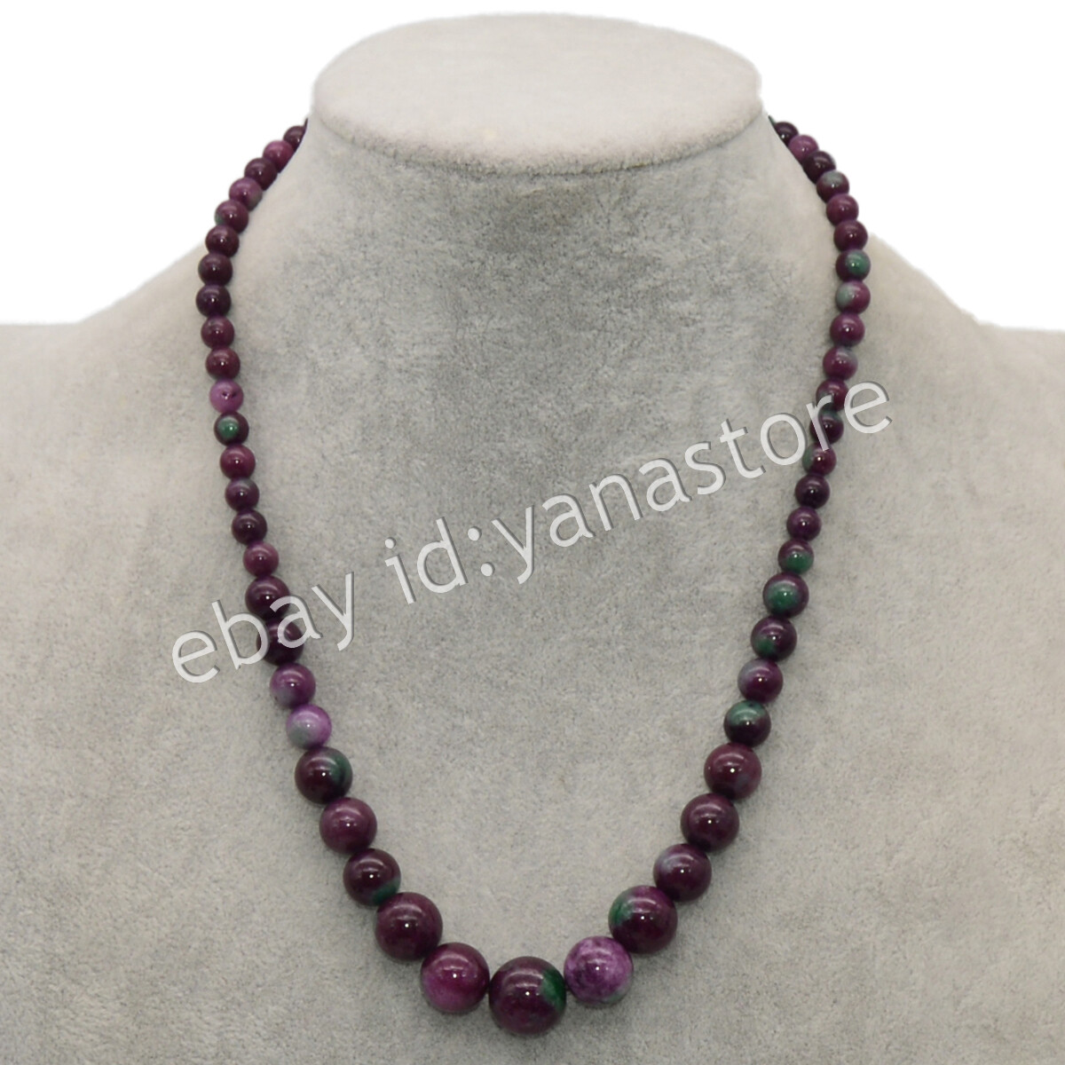 Fashion 6-14mm Mehrfarbig Jade Edelstein Rund Perlen Abschluss Halskette 18 Zoll - Bild 81 von 116