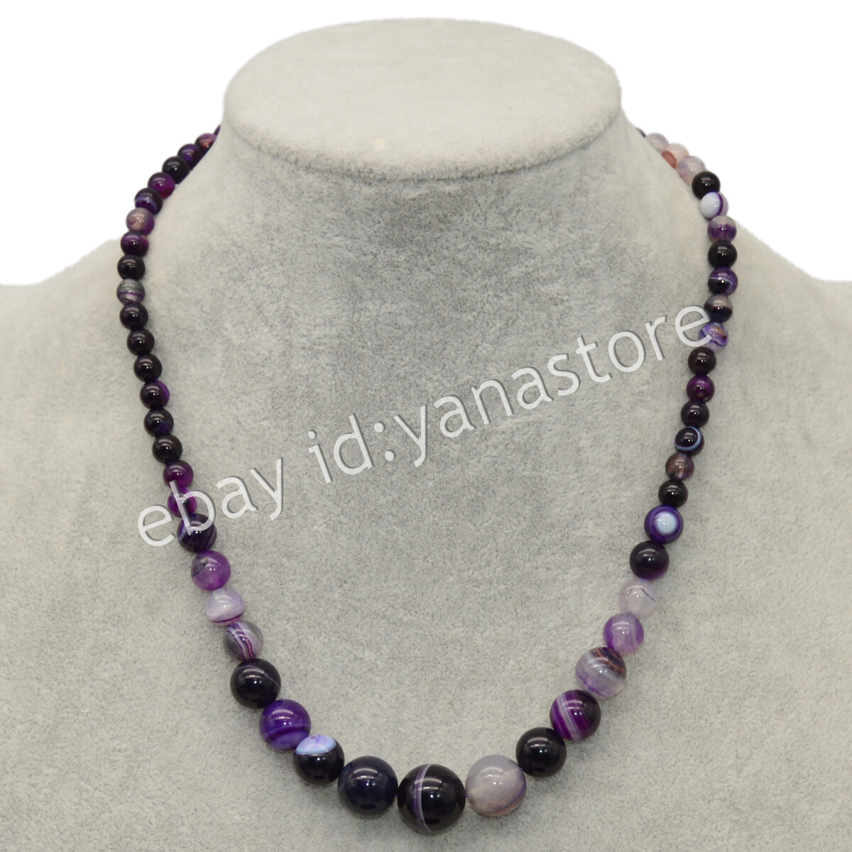 Fashion 6-14mm Mehrfarbig Jade Edelstein Rund Perlen Abschluss Halskette 18 Zoll - Bild 82 von 116