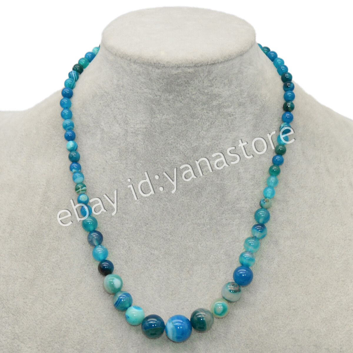 Fashion 6-14mm Mehrfarbig Jade Edelstein Rund Perlen Abschluss Halskette 18 Zoll - Bild 84 von 116