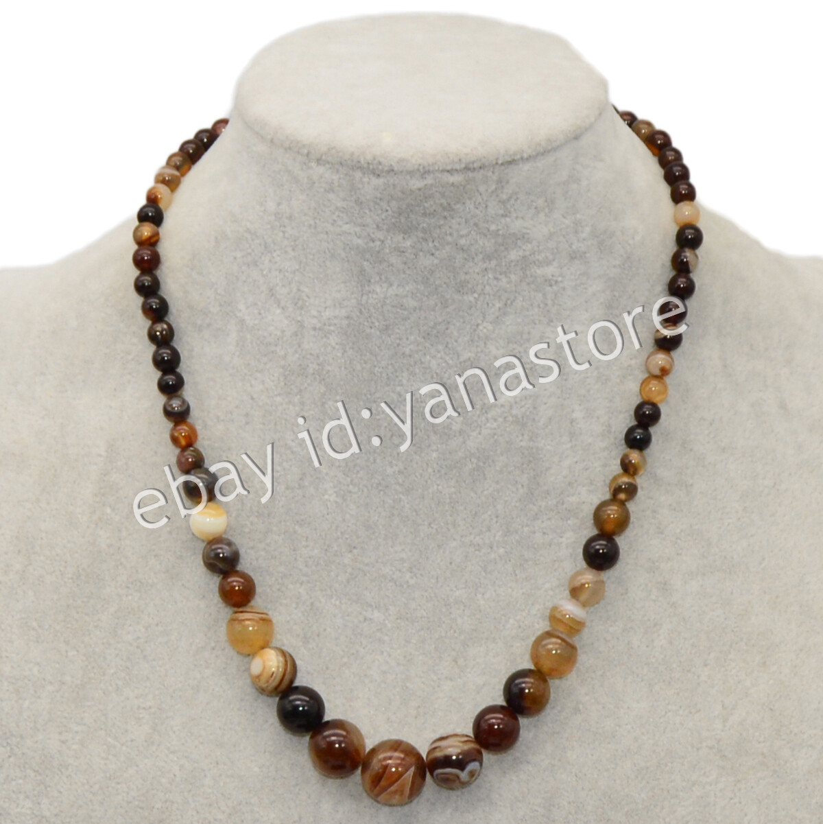 Fashion 6-14mm Mehrfarbig Jade Edelstein Rund Perlen Abschluss Halskette 18 Zoll - Bild 86 von 116