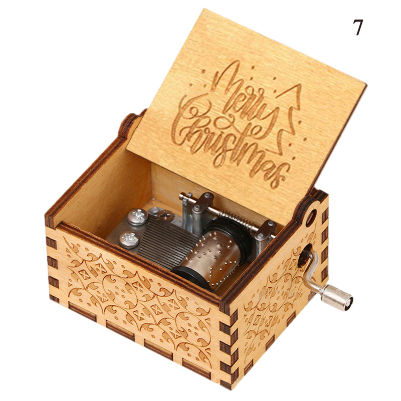 Caja de Música Tono Madera Natural con Manivela para Regalo Decoración Navidad - Imagen 21 de 24