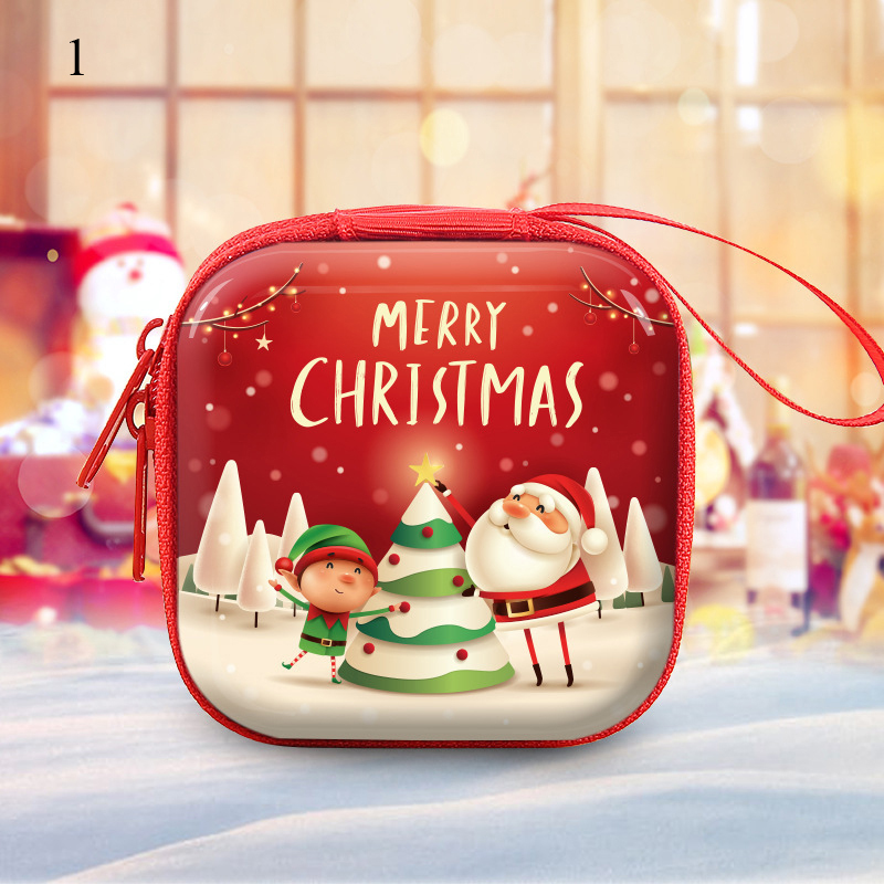 Monedero estilo Navidad material hojalata forma cuadrada 7x3cm accesorio mujer - Imagen 18 de 19
