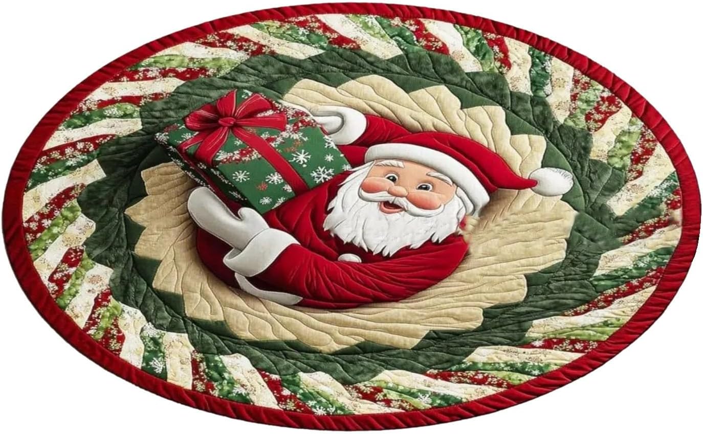 16inches Christmas 3D Rugs, 3D Christmas Round Rugs Non-Slip Xmas Optical Illusi - Bild 17 von 32