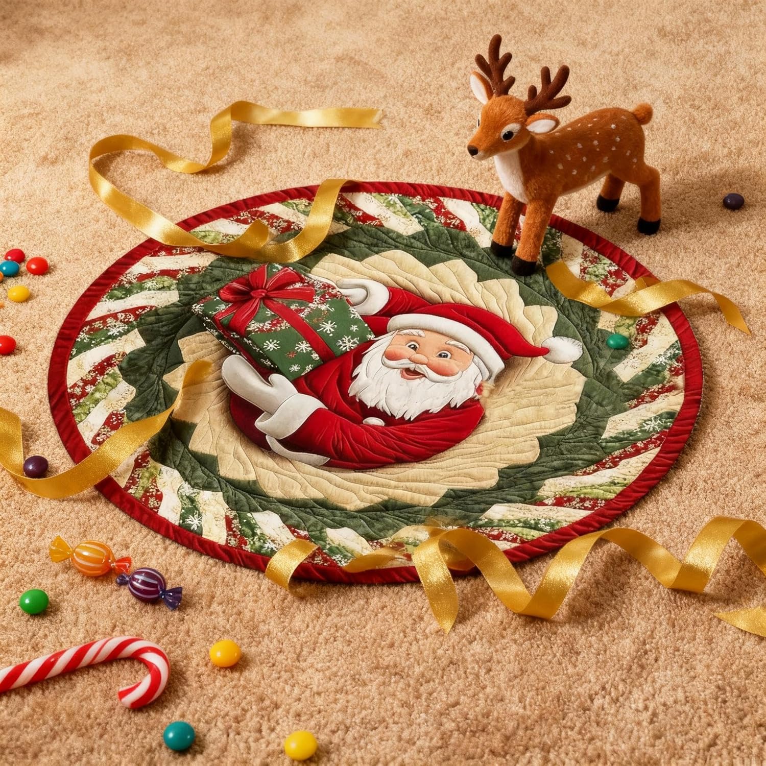 16inches Christmas 3D Rugs, 3D Christmas Round Rugs Non-Slip Xmas Optical Illusi - Bild 18 von 32
