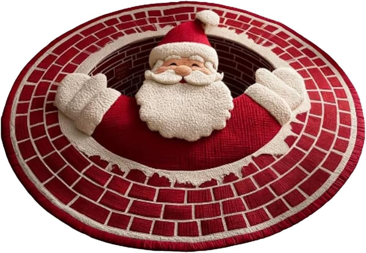 16inches Christmas 3D Rugs, 3D Christmas Round Rugs Non-Slip Xmas Optical Illusi - Bild 27 von 32