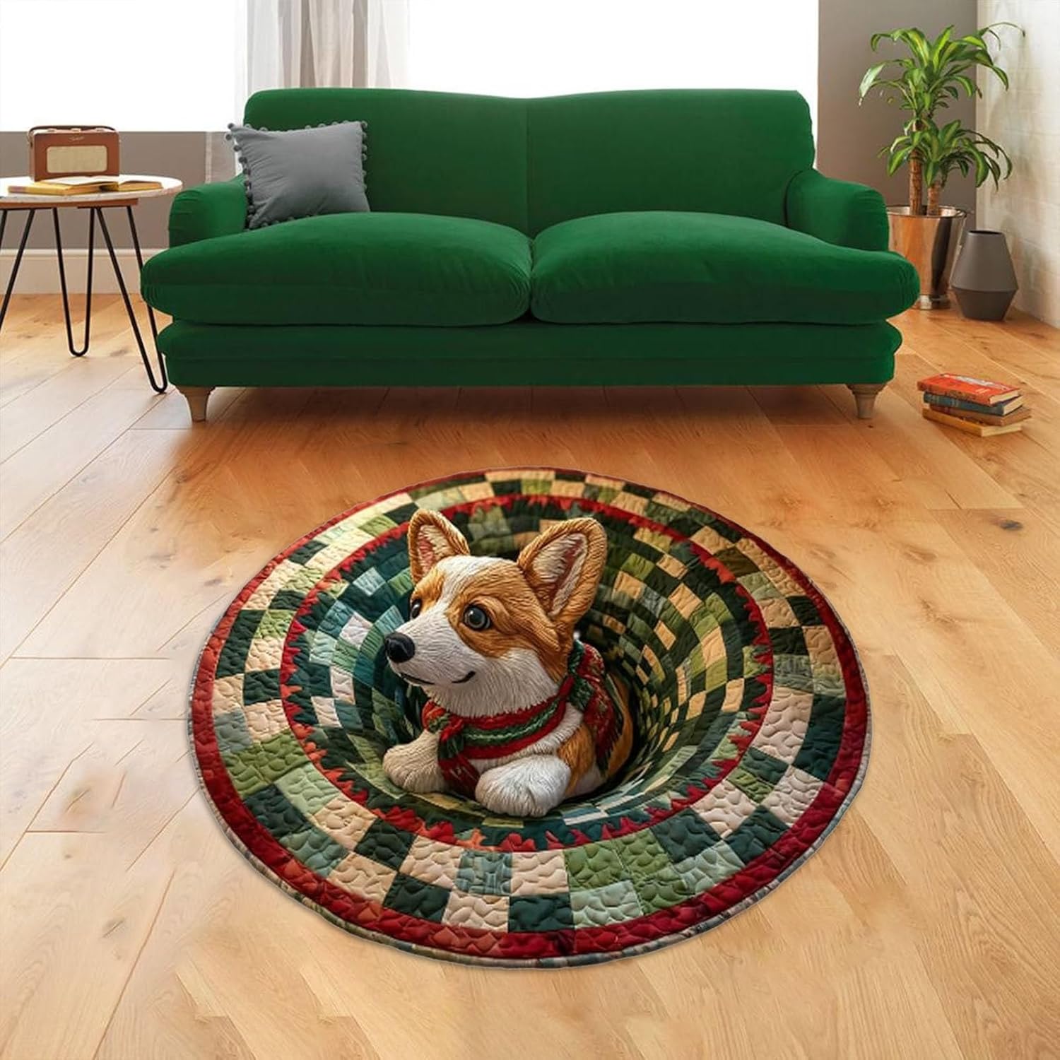 16inches Christmas 3D Rugs, 3D Christmas Round Rugs Non-Slip Xmas Optical Illusi - Bild 28 von 32