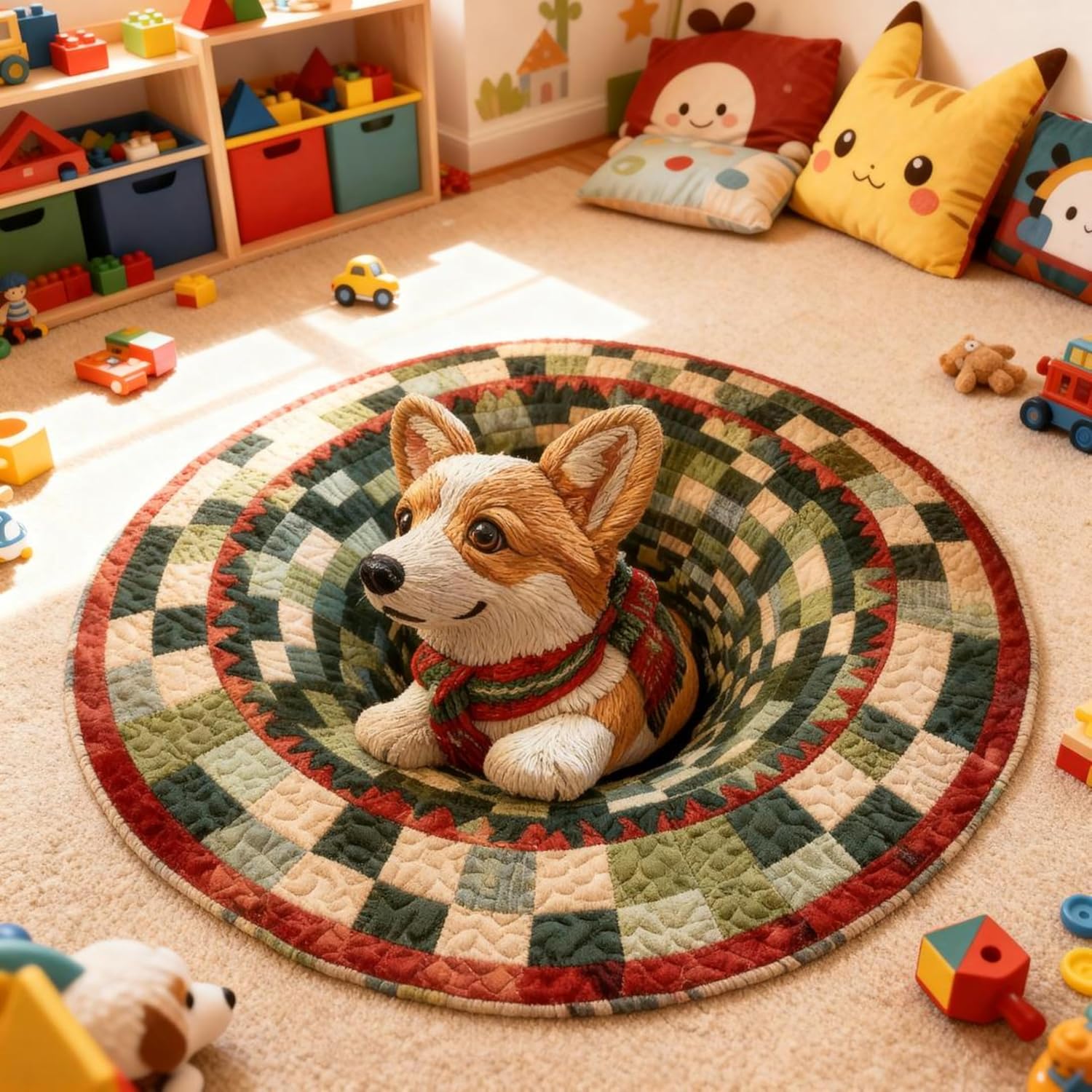 16inches Christmas 3D Rugs, 3D Christmas Round Rugs Non-Slip Xmas Optical Illusi - Bild 30 von 32