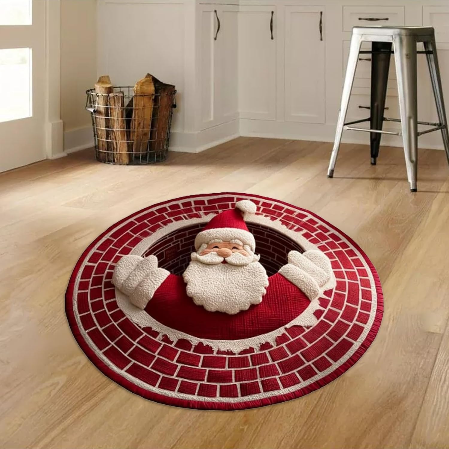 16inches Christmas 3D Rugs, 3D Christmas Round Rugs Non-Slip Xmas Optical Illusi - Bild 25 von 32