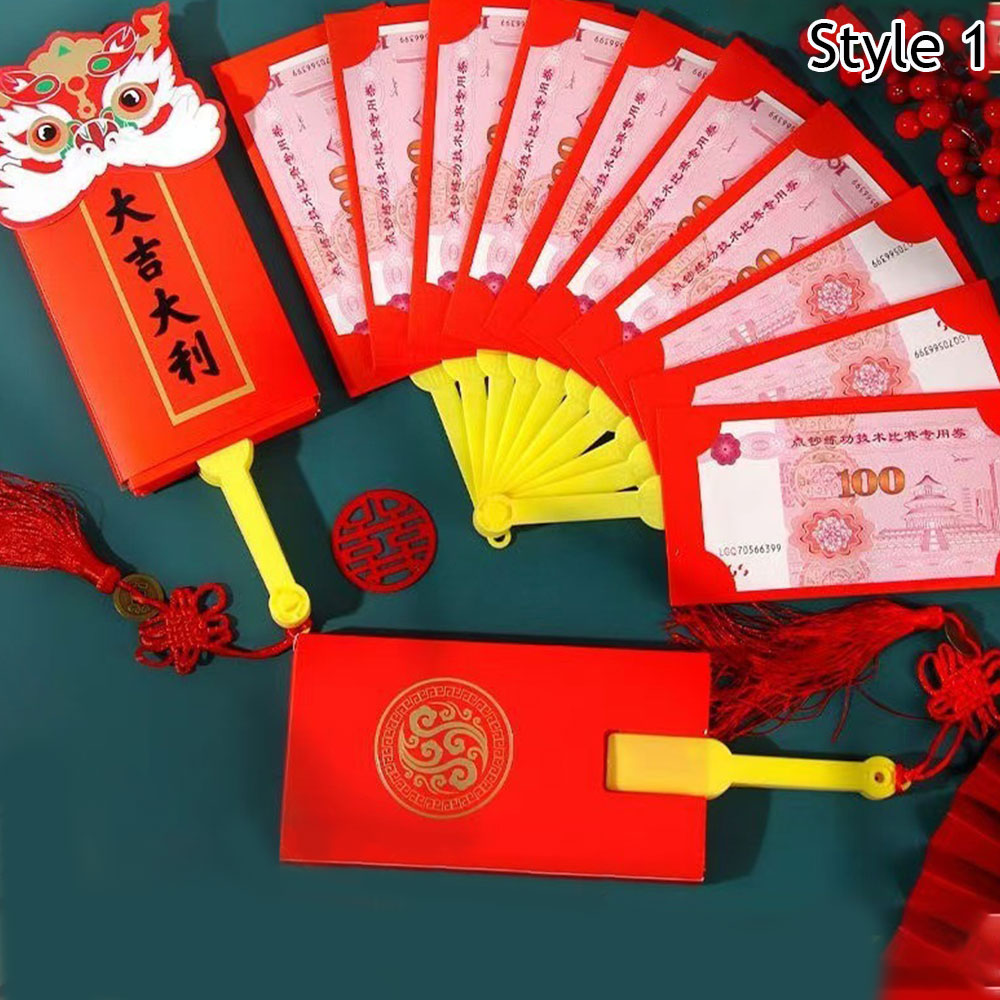 Red Paper Plastic Envelope with Chinese Style Design for Celebrations