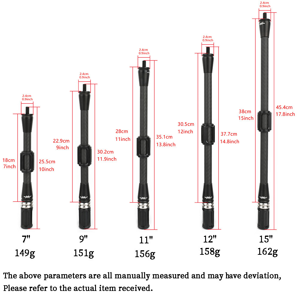 Archery 3K Carbon Stabilizer Rod 7″ 9″ 11″ 12″ 15″ Balance Bar Compound Bow Hunt