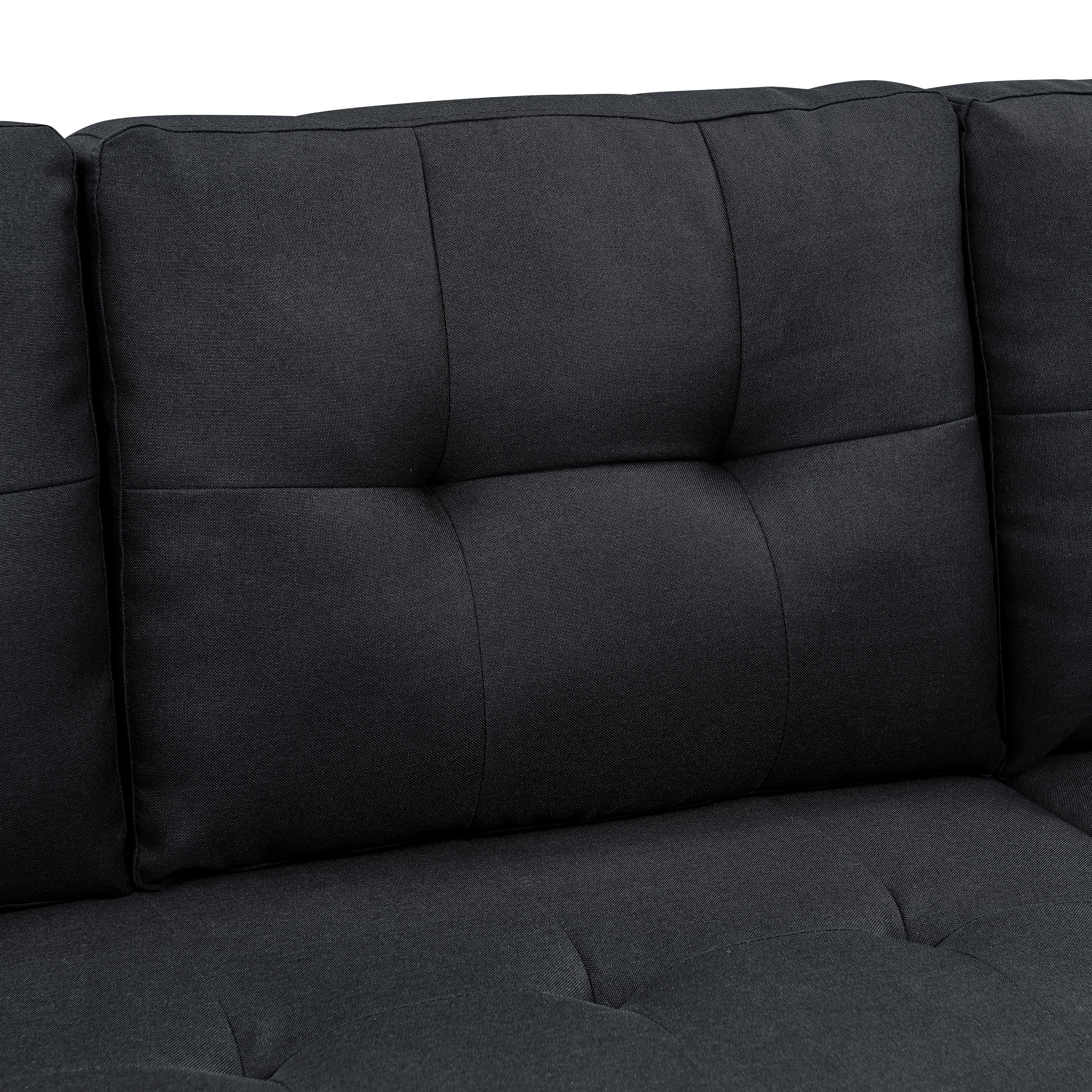 New 86" Soft Cushion Sofa Bed 3-Seat Polyester Black Living Room