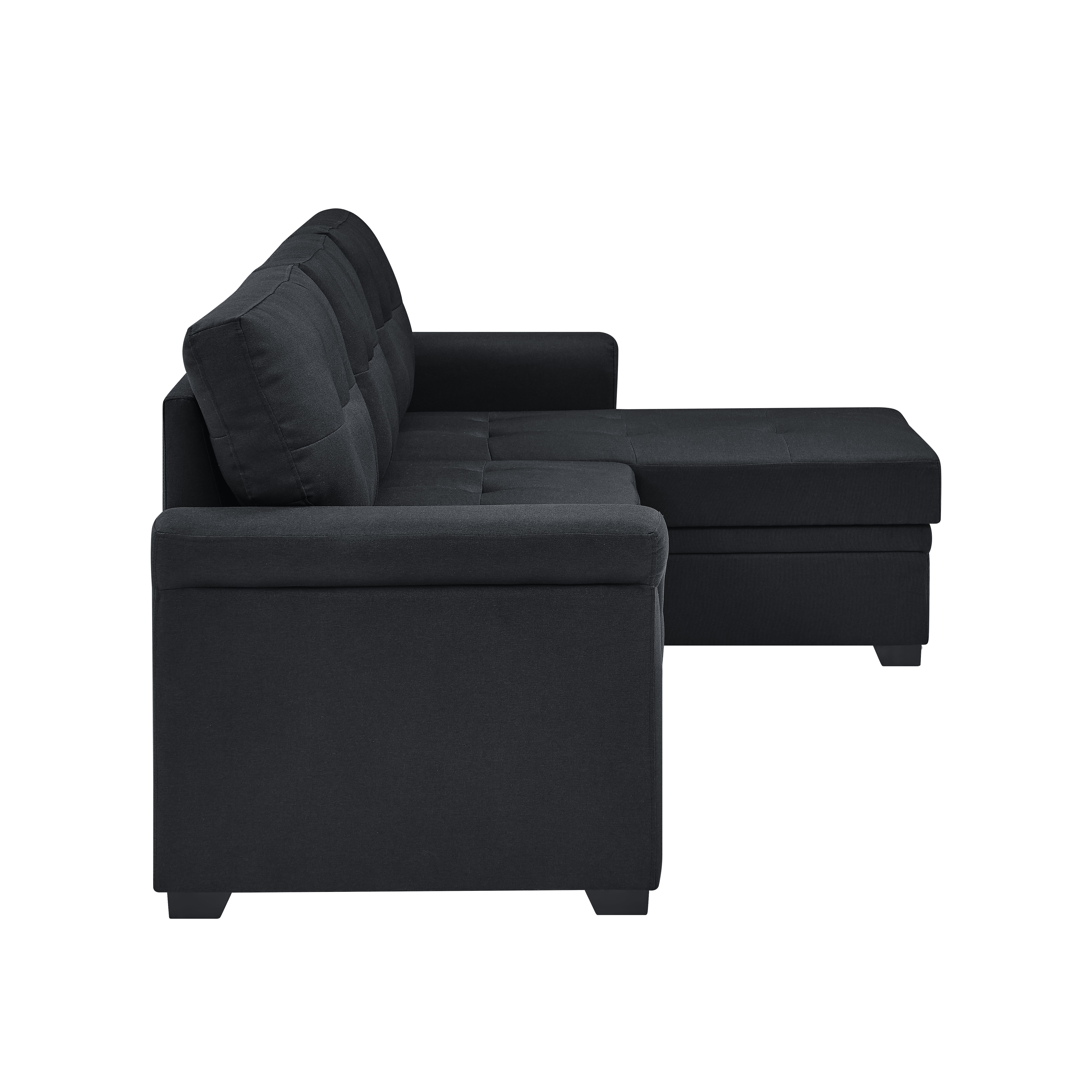 New 86" Soft Cushion Sofa Bed 3-Seat Polyester Black Living Room