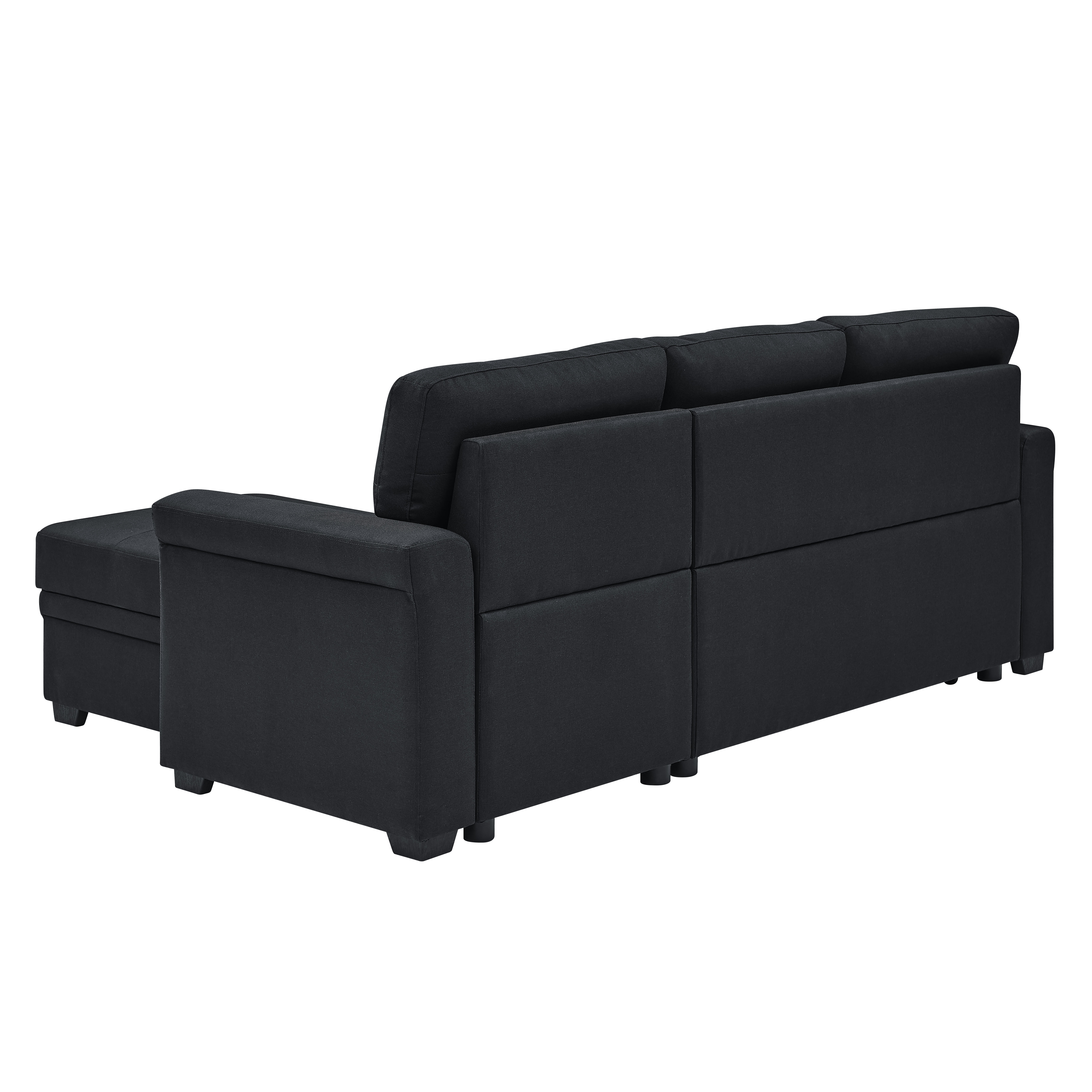 New 86" Soft Cushion Sofa Bed 3-Seat Polyester Black Living Room