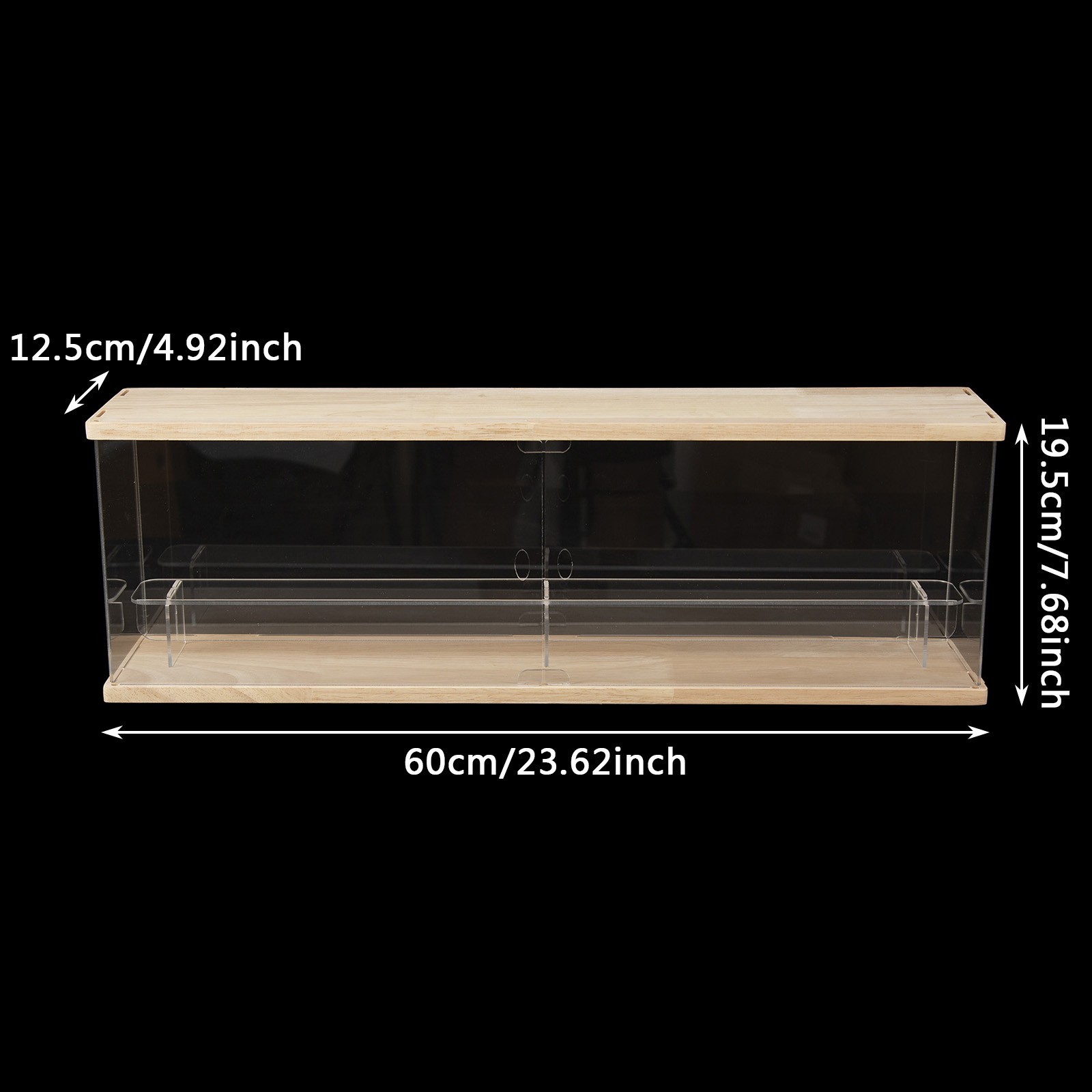 Clear Display Case for Collectibles 2/3 Layer Acrylic Display Box Wooden Case US