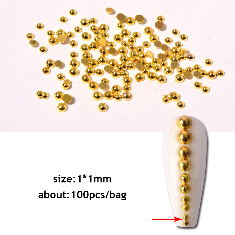 Semicircle Metal Nail Charms 1mm 2mm 3mm Size Set for DIY Beauty Decor