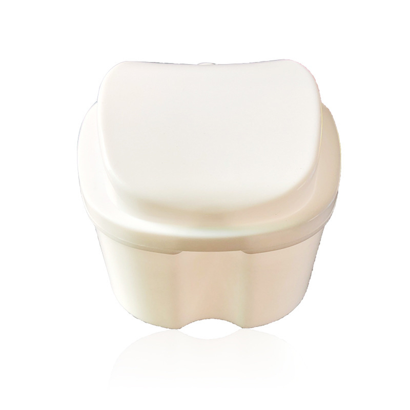 Compact Denture Case With Snap Lock Closure Dust Proof Dental Organizer Box