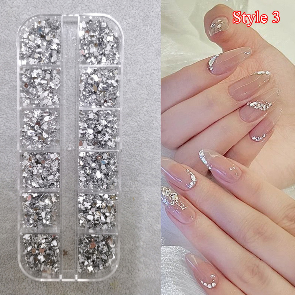 Decorative Nail Art Rhinestones Assorted Sizes Flat Back Irregular Shapes