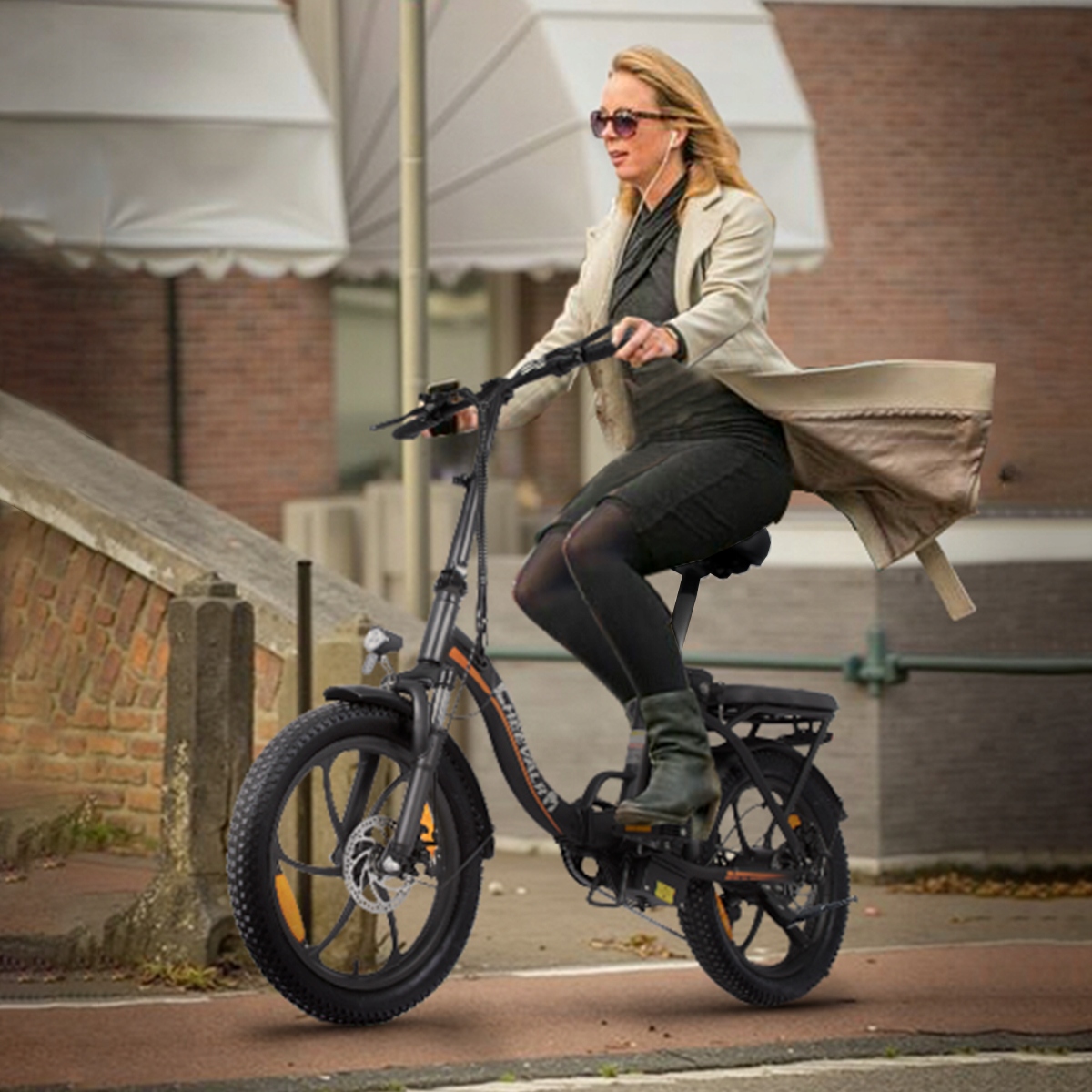 Cheevalry 16AH 100KM Faltbares Elektrofahrrad Damen/Herren 20*3.0" E-Bike Lithium-Ionen-Akku