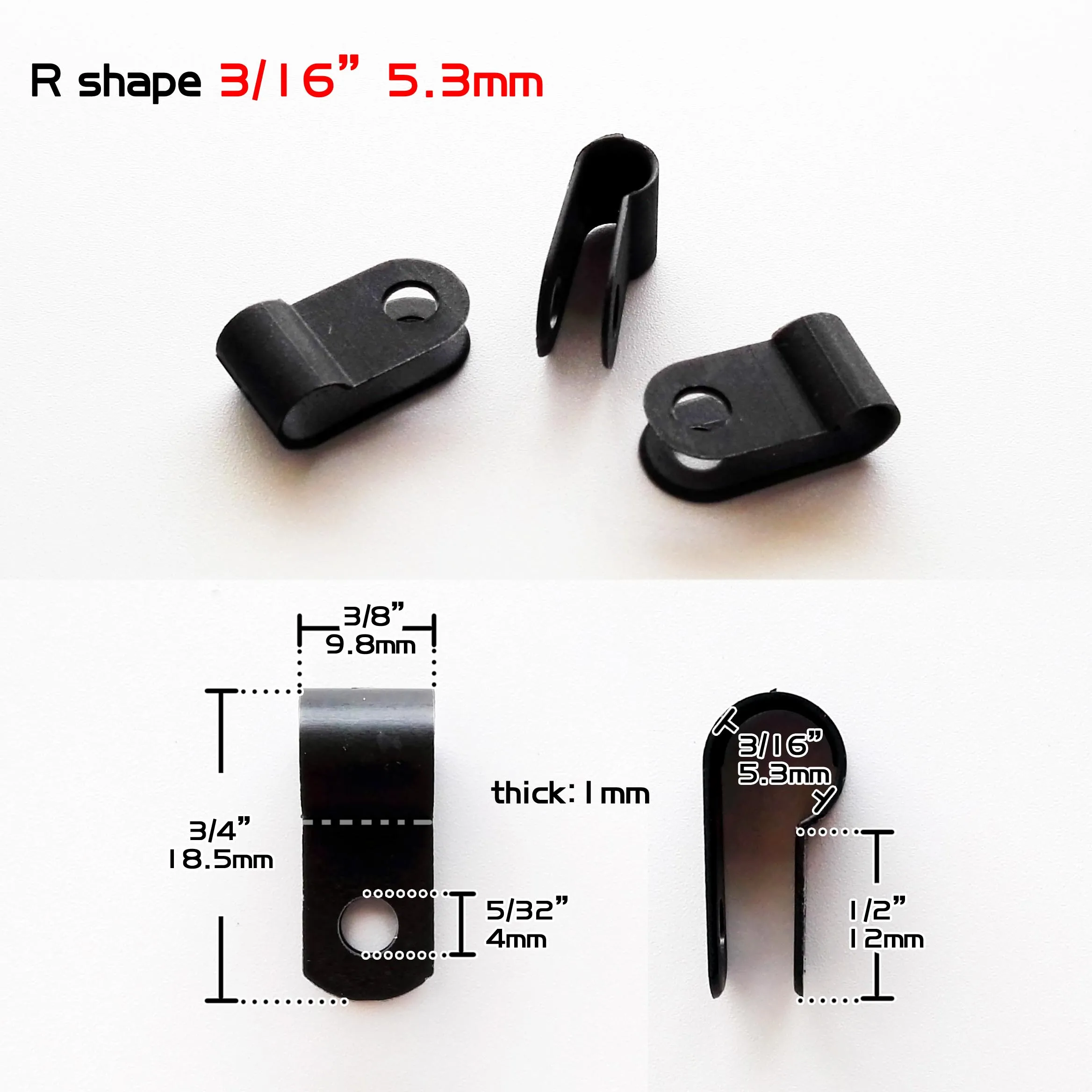 Black Nylon Electrical Hose Loop Fixer Holder U R Shape Cable Clamp Clip - Picture 15 of 15