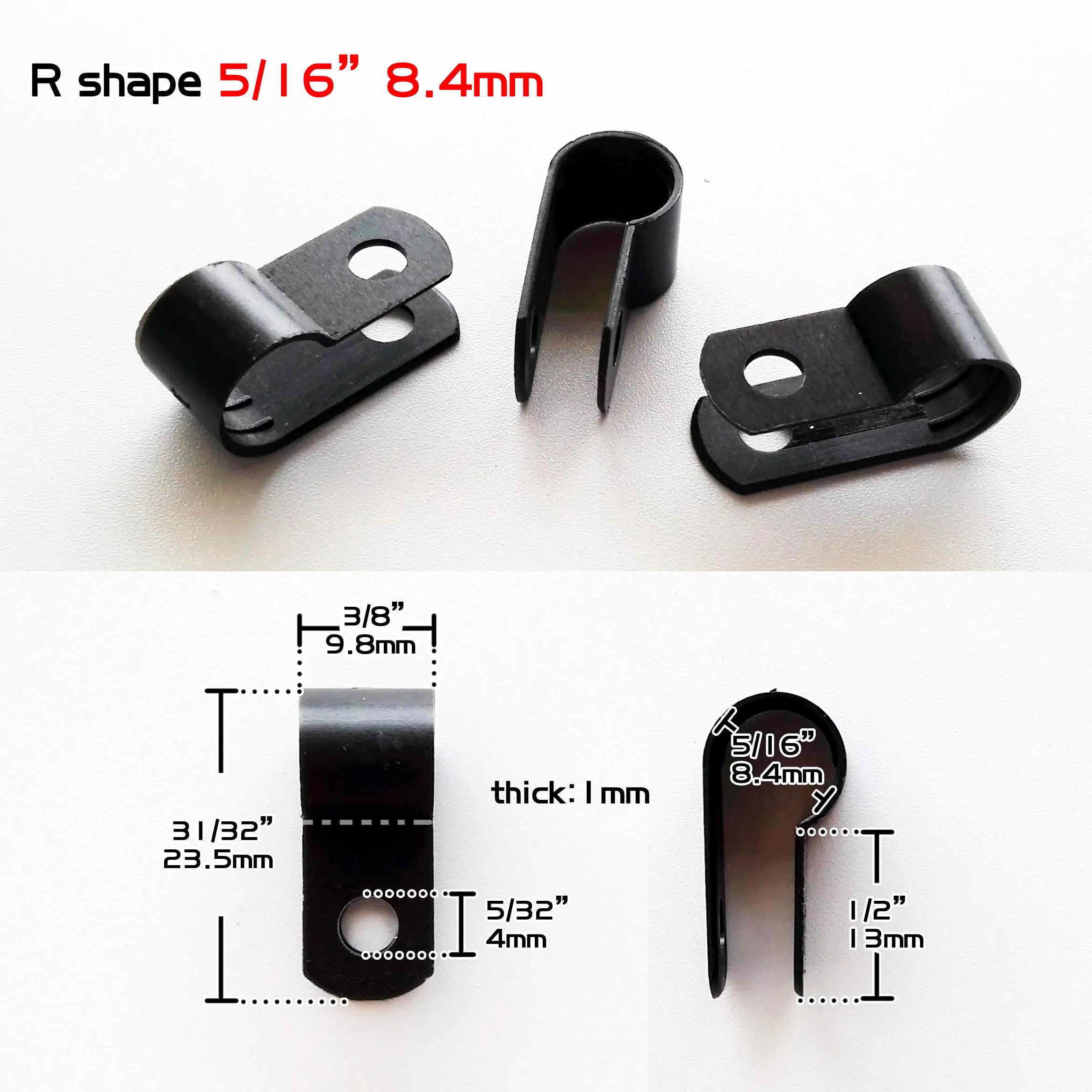 Black Nylon Electrical Hose Loop Fixer Holder U R Shape Cable Clamp Clip - Picture 14 of 15
