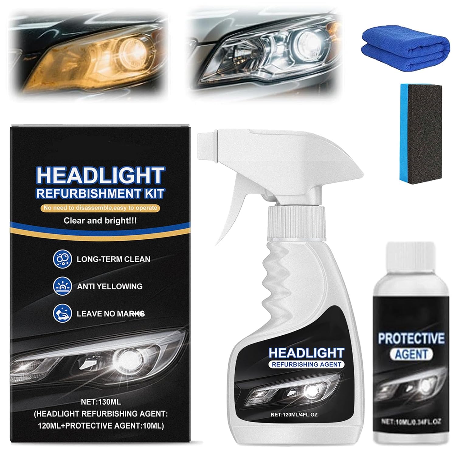 Q4 Headlight Restoration,Fullofcarts Headlight Cleaner,Headlight Restoration Kit
