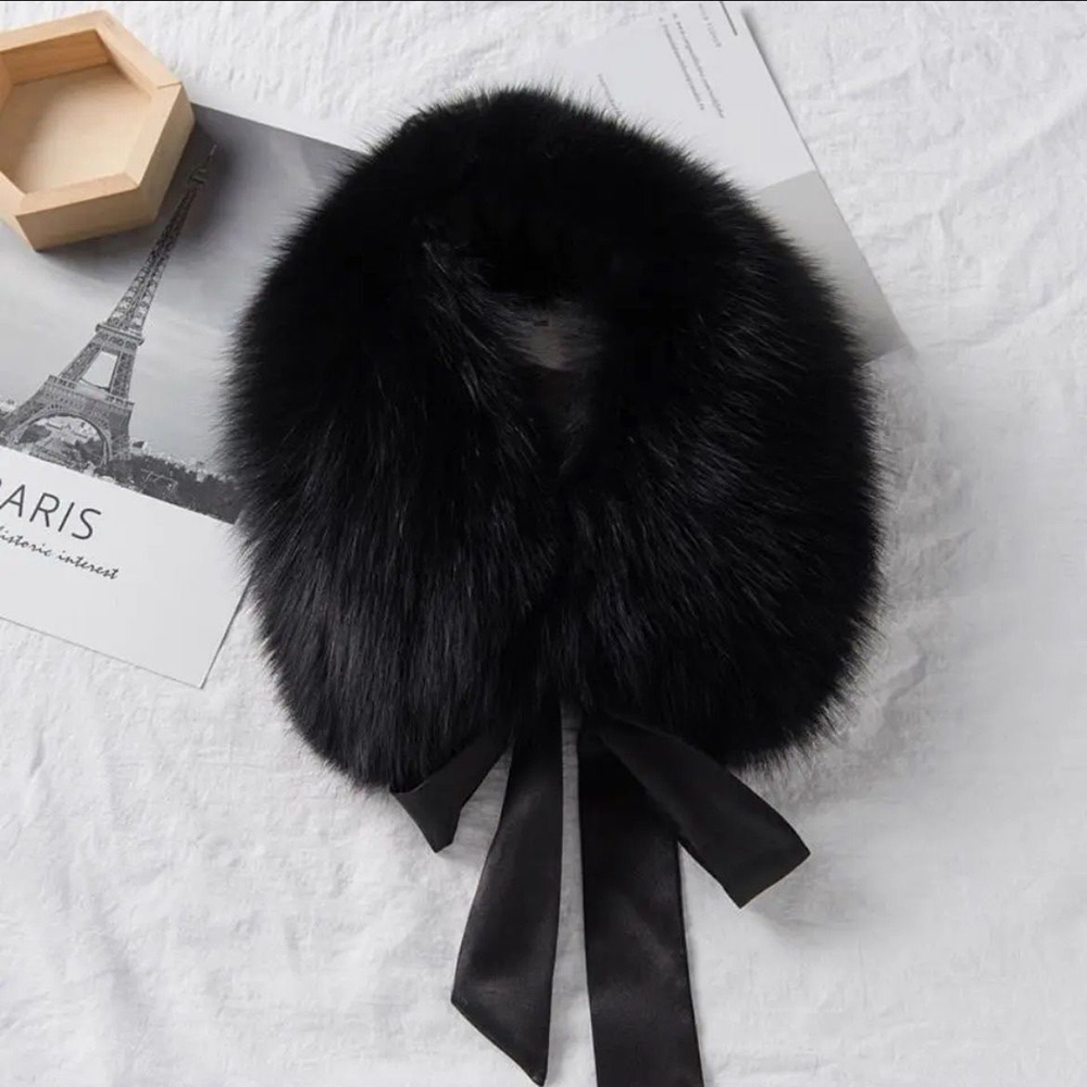 Moda para mujer cuello de piel para chaquetas y abrigos imitación zorro estilo bufanda - Imagen 23 de 26