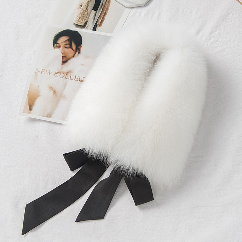 Moda para mujer cuello de piel para chaquetas y abrigos imitación zorro estilo bufanda - Imagen 24 de 26