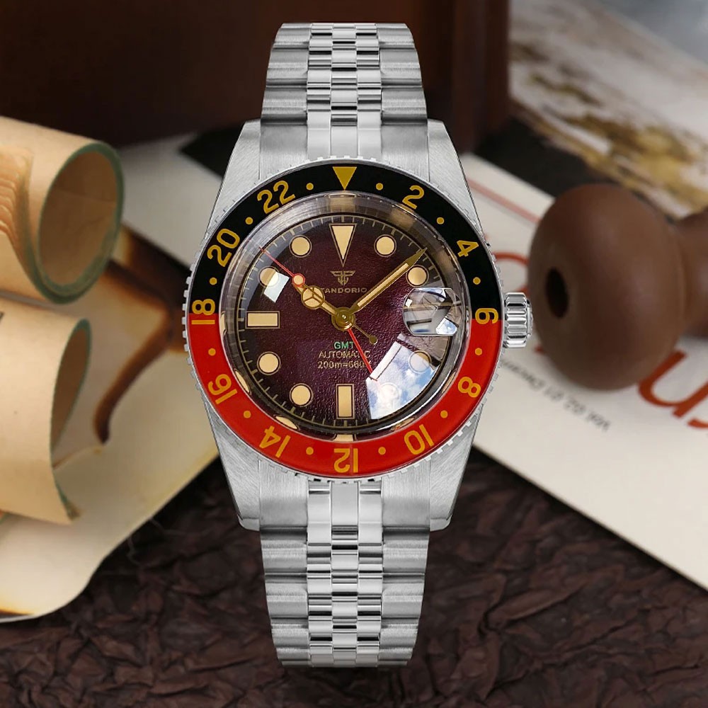 Tandorio Vintage 38mm Sapphire NH34A 200M Waterproof NH34 GMT Automatic Watch