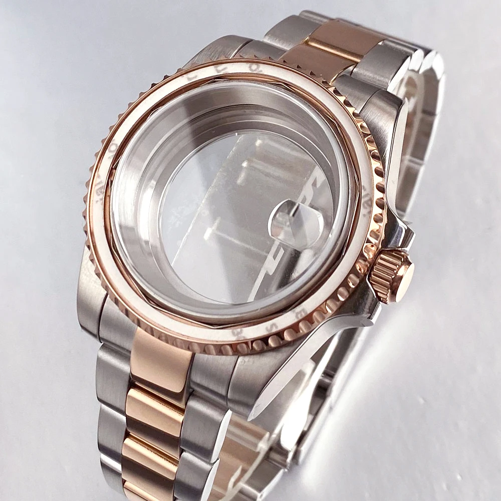 40mm Ceramic Bezel Watch Two Tone Dive Case Sapphire Fit NH35 NH36 ETA2824 8215
