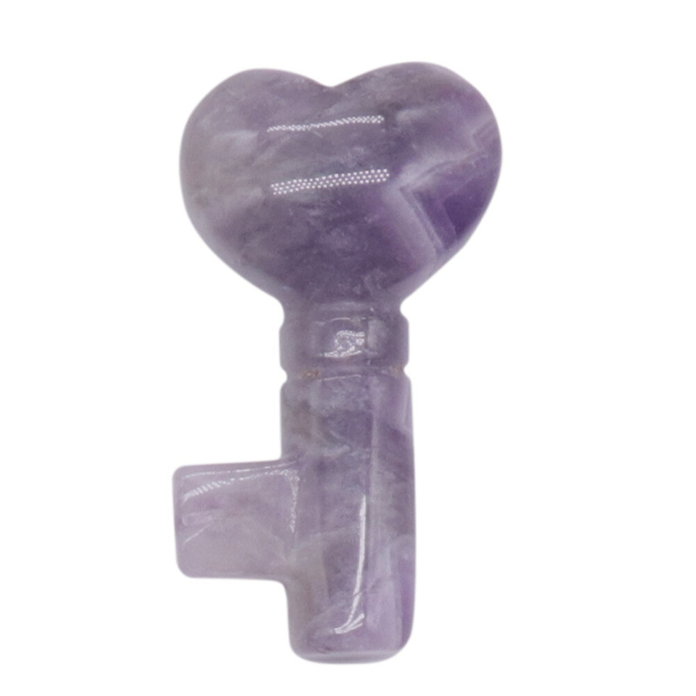 Natural Crystal Chakra Carved Heart Key Shape Gemstone Pendant DIY Reiki Healing
