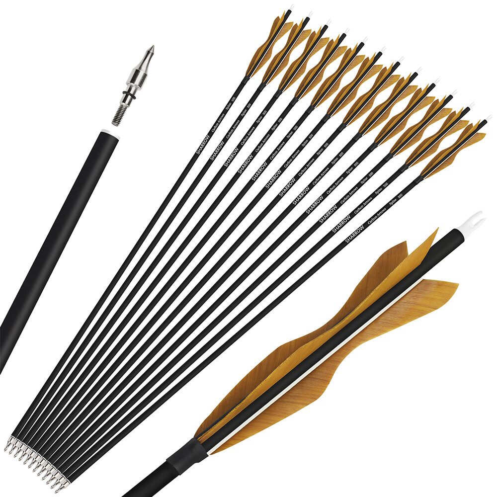 30" Carbon Arrows SP500 Turkey Feathers Archery Recurve Longbow Hunting Target - Picture 23 of 31
