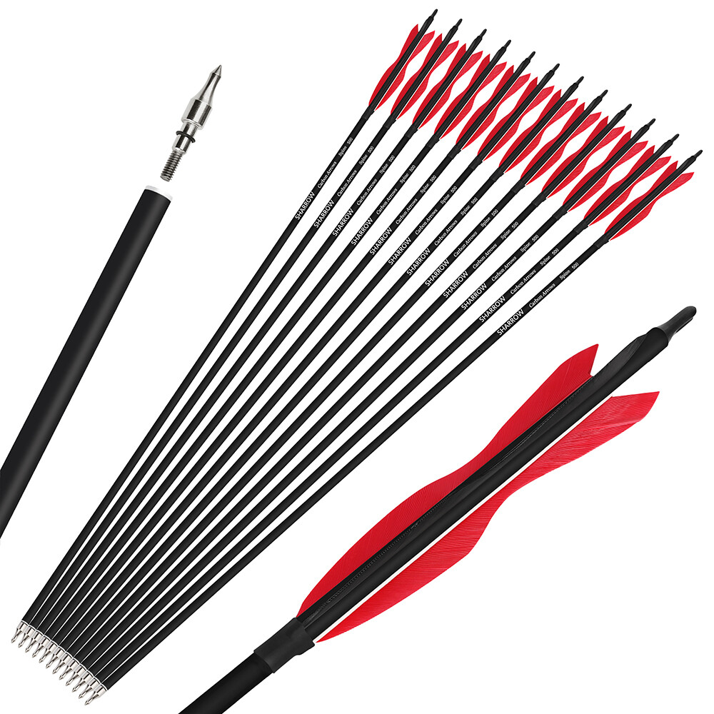 30" Carbon Arrows SP500 Turkey Feathers Archery Recurve Longbow Hunting Target - Picture 26 of 31
