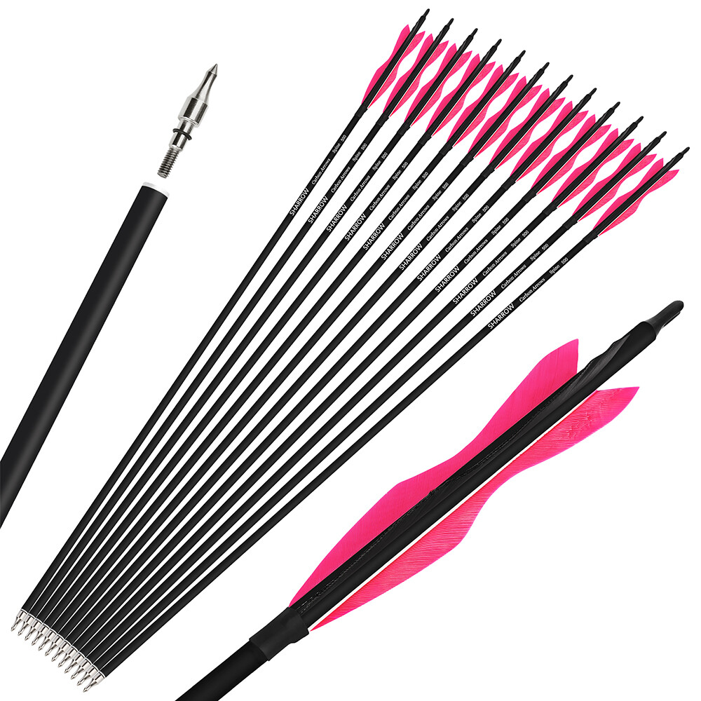 30" Carbon Arrows SP500 Turkey Feathers Archery Recurve Longbow Hunting Target - Picture 27 of 31