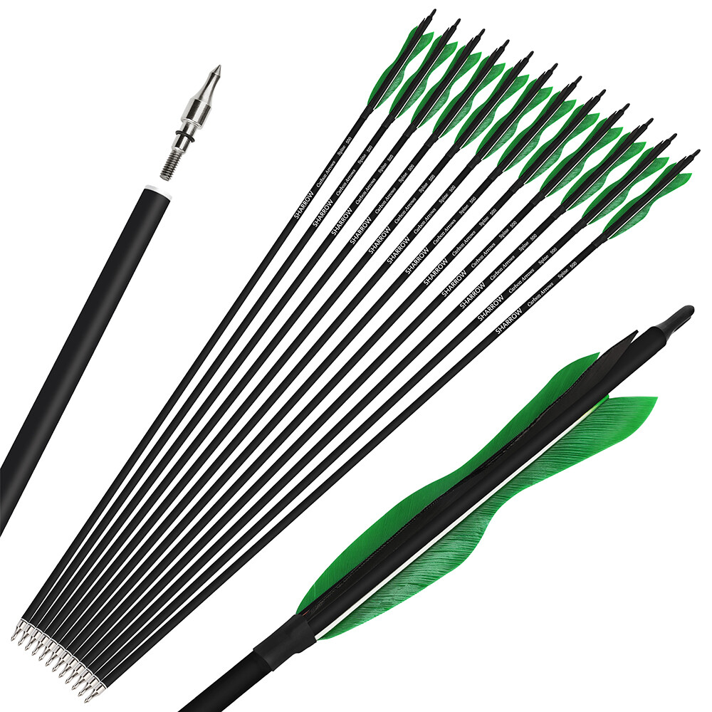 30" Carbon Arrows SP500 Turkey Feathers Archery Recurve Longbow Hunting Target - Picture 31 of 31