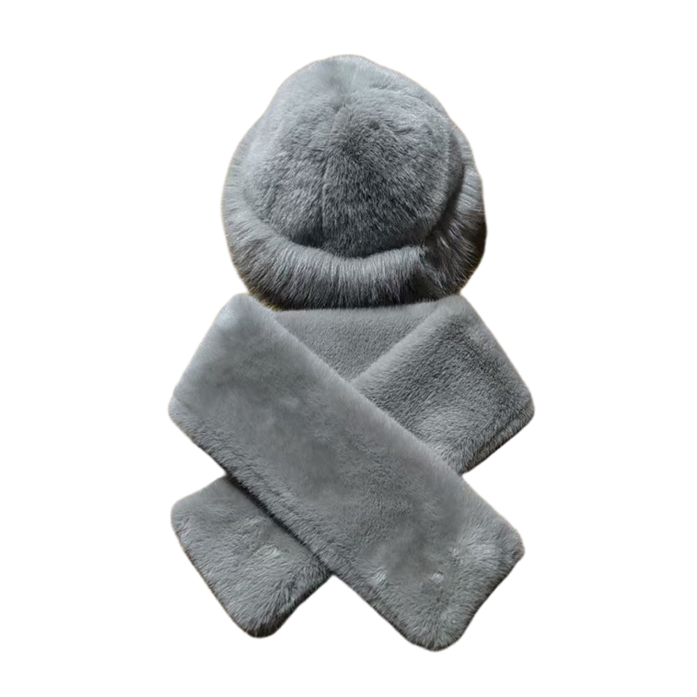 Conjunto de accesorios de moda de invierno para mujer con sombrero de piel sintética y bufanda a juego - Imagen 18 de 19