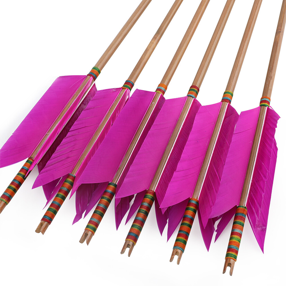 33" Archery Bamboo Arrow 4 Feather Longbow Traditional Recurve Bow Tips Hunting - Picture 30 of 42