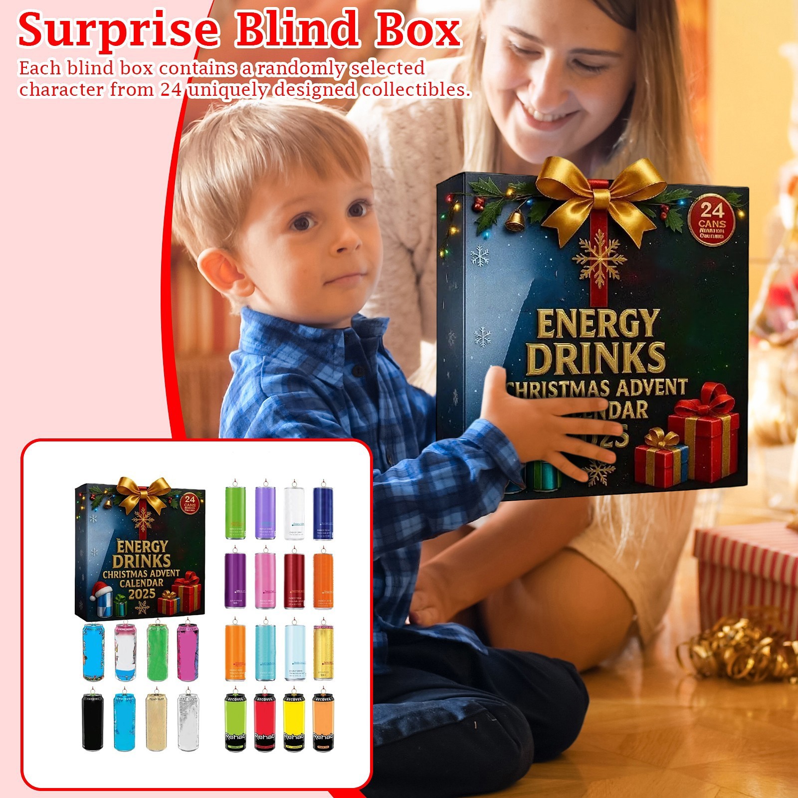 Christmas Countdown Monster Energy Drinks Advent Calendar 24 Days 2D Blind Boxes - Picture 9 of 13