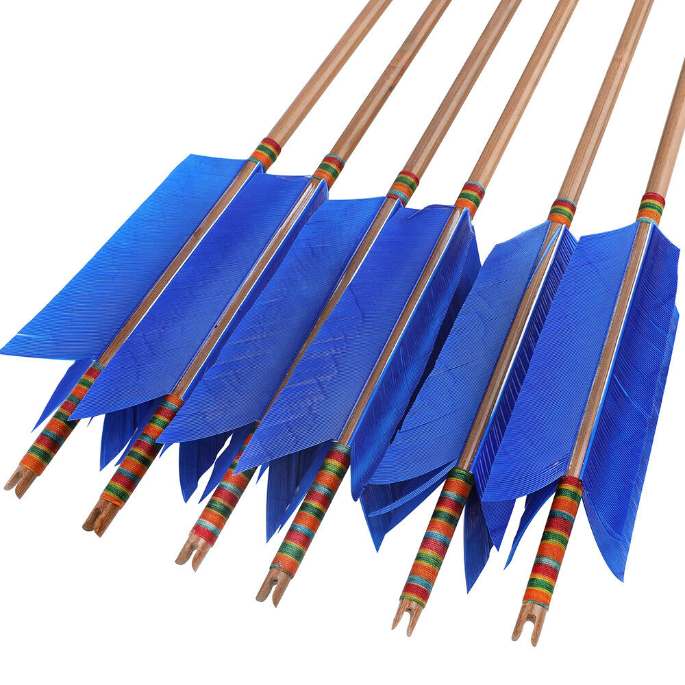33" Bamboo Arrows Archery 4 Feather Flu-Flu 8mm Handmade Traditional Bow Hunting - Picture 22 of 42