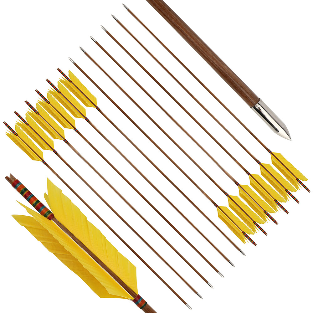 33" Bamboo Arrows Archery 4 Feather Flu-Flu 8mm Handmade Traditional Bow Hunting - Picture 37 of 42