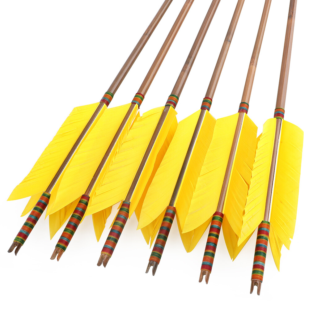 33" Bamboo Arrows Archery 4 Feather Flu-Flu 8mm Handmade Traditional Bow Hunting - Picture 38 of 42